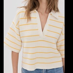 Pistola Yellow and Cream Striped Short Sleeve Top